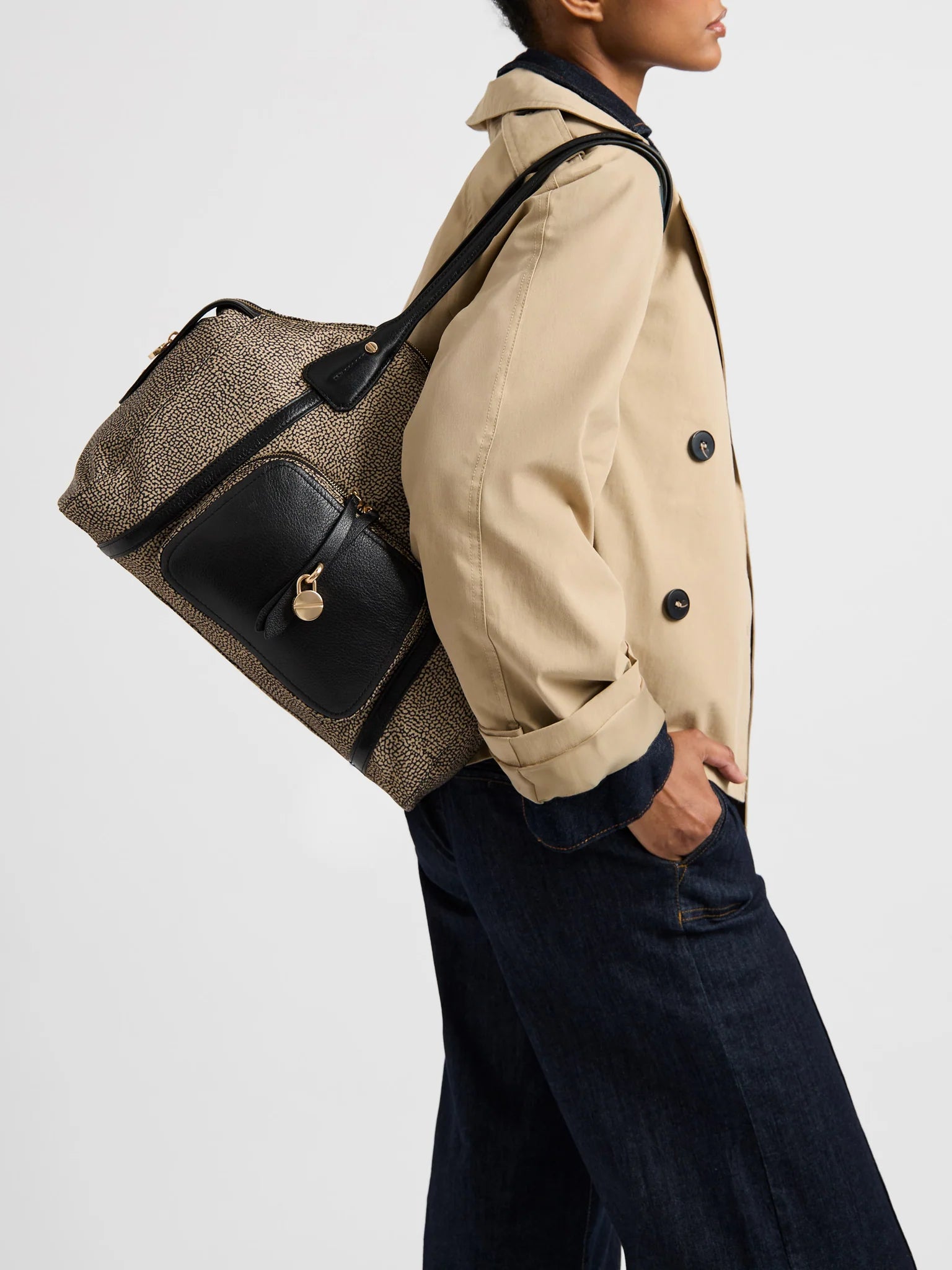 POCHE SHOPPING BAG MEDIUM - Natural OP/Black